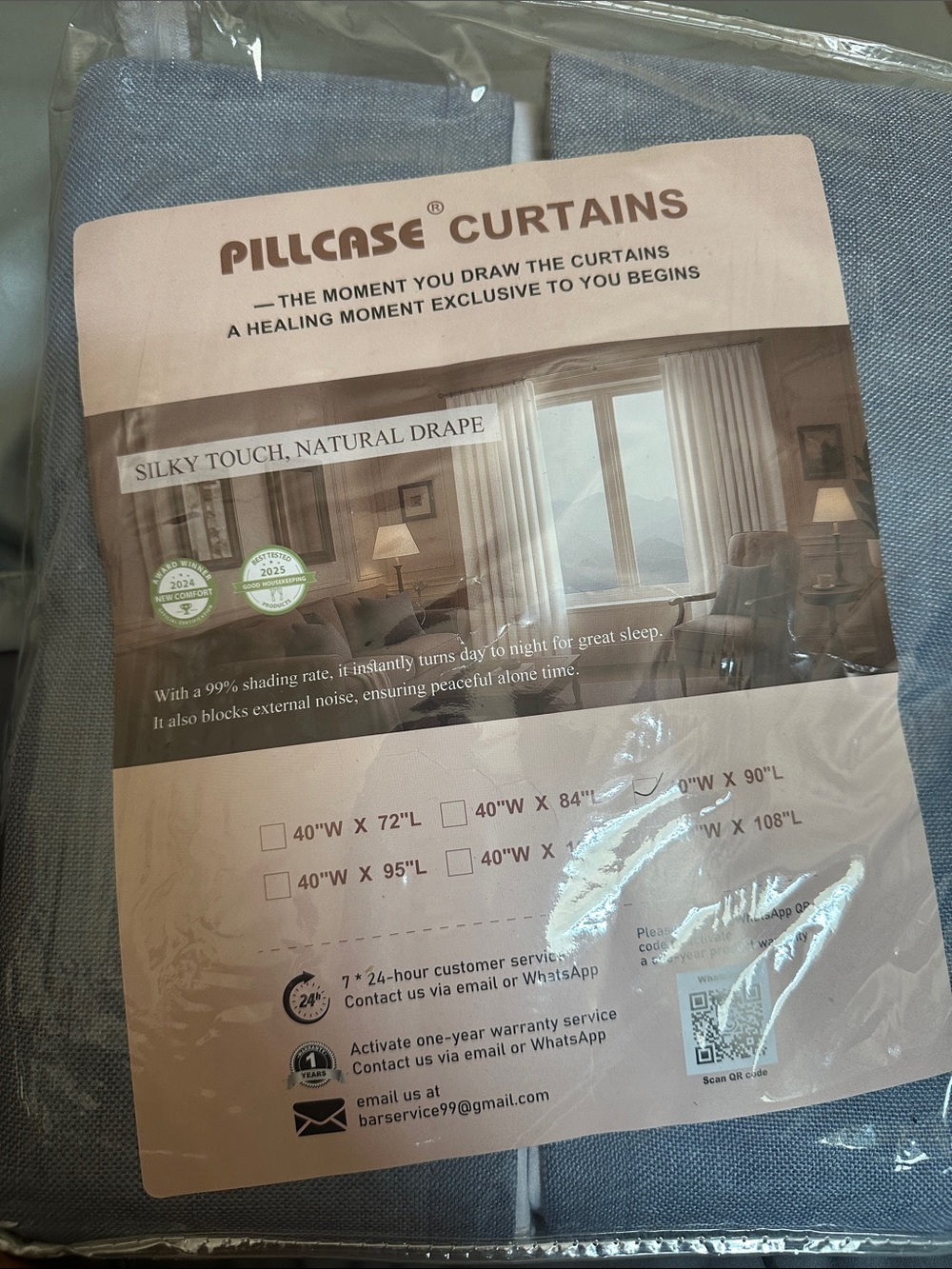 Pillcase Curtains Light Blue Blackout Curtain Panel - Silky Touch